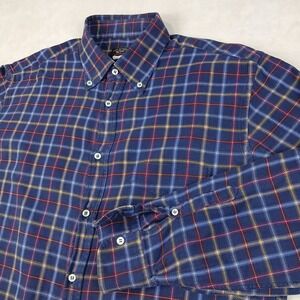 Paul & Shark Large Mens Shirt Flannel Casual Navy Blue